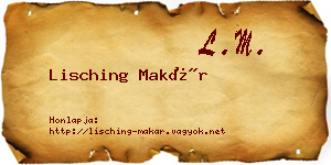 Lisching Makár névjegykártya